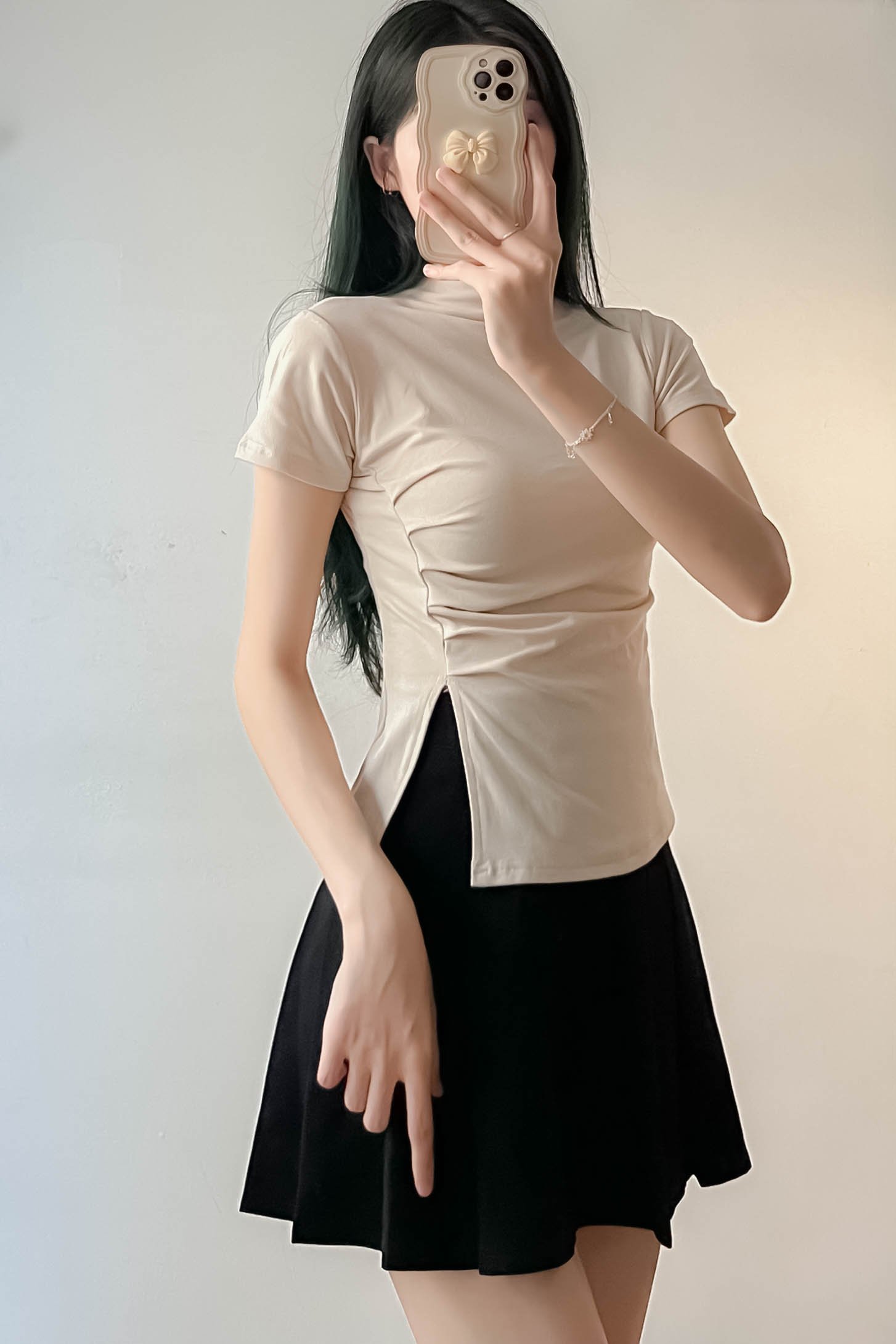 Áo thun cổ lọ dúm eo xẻ cạnh - 247storefashion - aothunnhuneo1071_p5k5