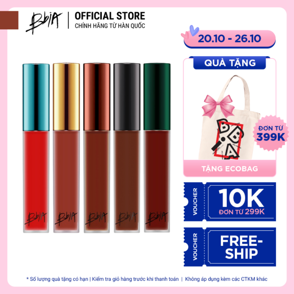 Son kem lì Bbia Last Velvet Lip Tint - Màu HOT nàng yêu (02, 12, 25, 38, A5) 5g - Bbia Official Store