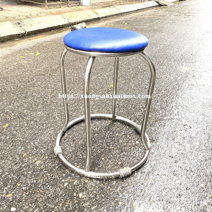 Ghế đẩu inox có nệm có vòng