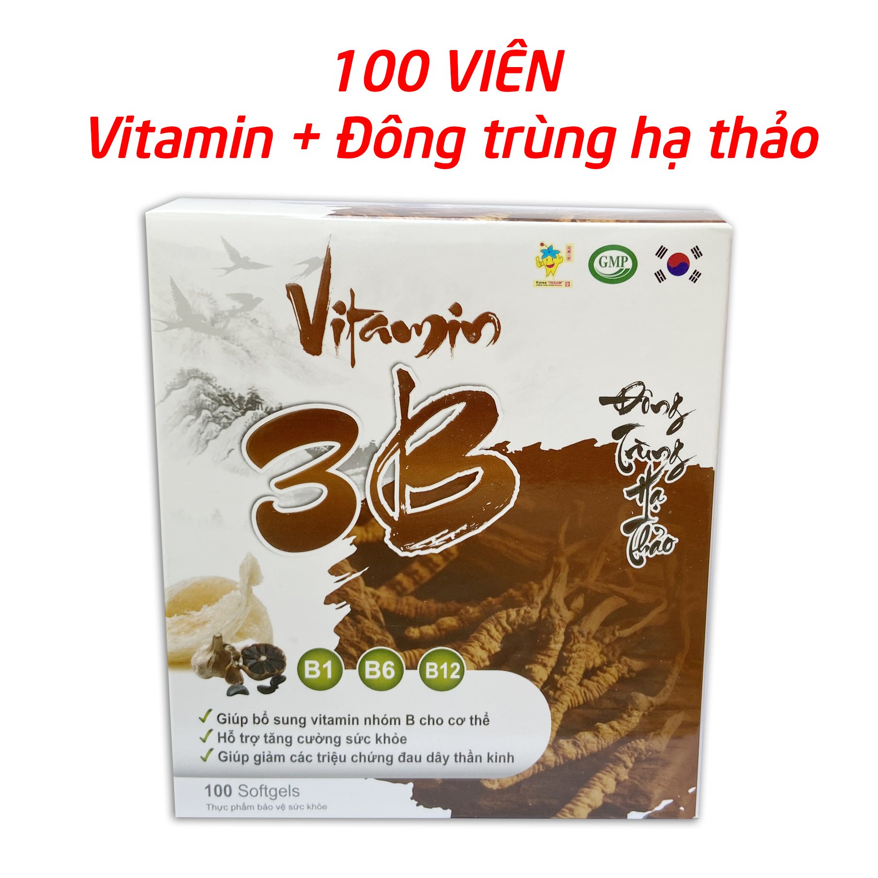 Vitamin B tổng hợp đông trùng hạ thảo giúp tăng sức khỏe tăng sức đề kháng giảm đau dây thần kinh - Hộp 100 viên