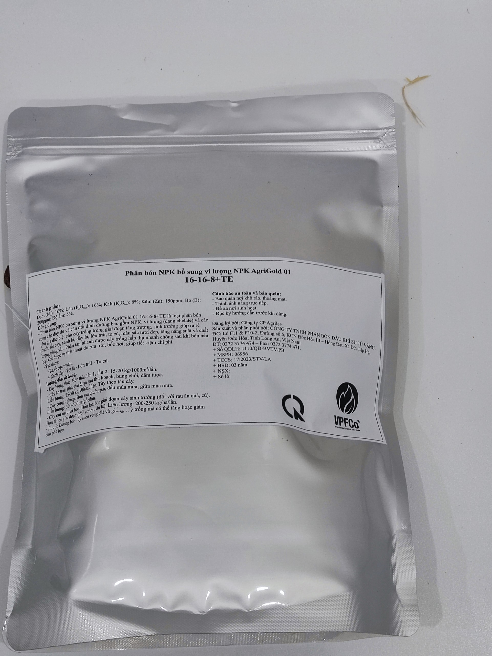 Phân Bón NPK AgriGold 01 16-16-8+TE Túi 1Kg