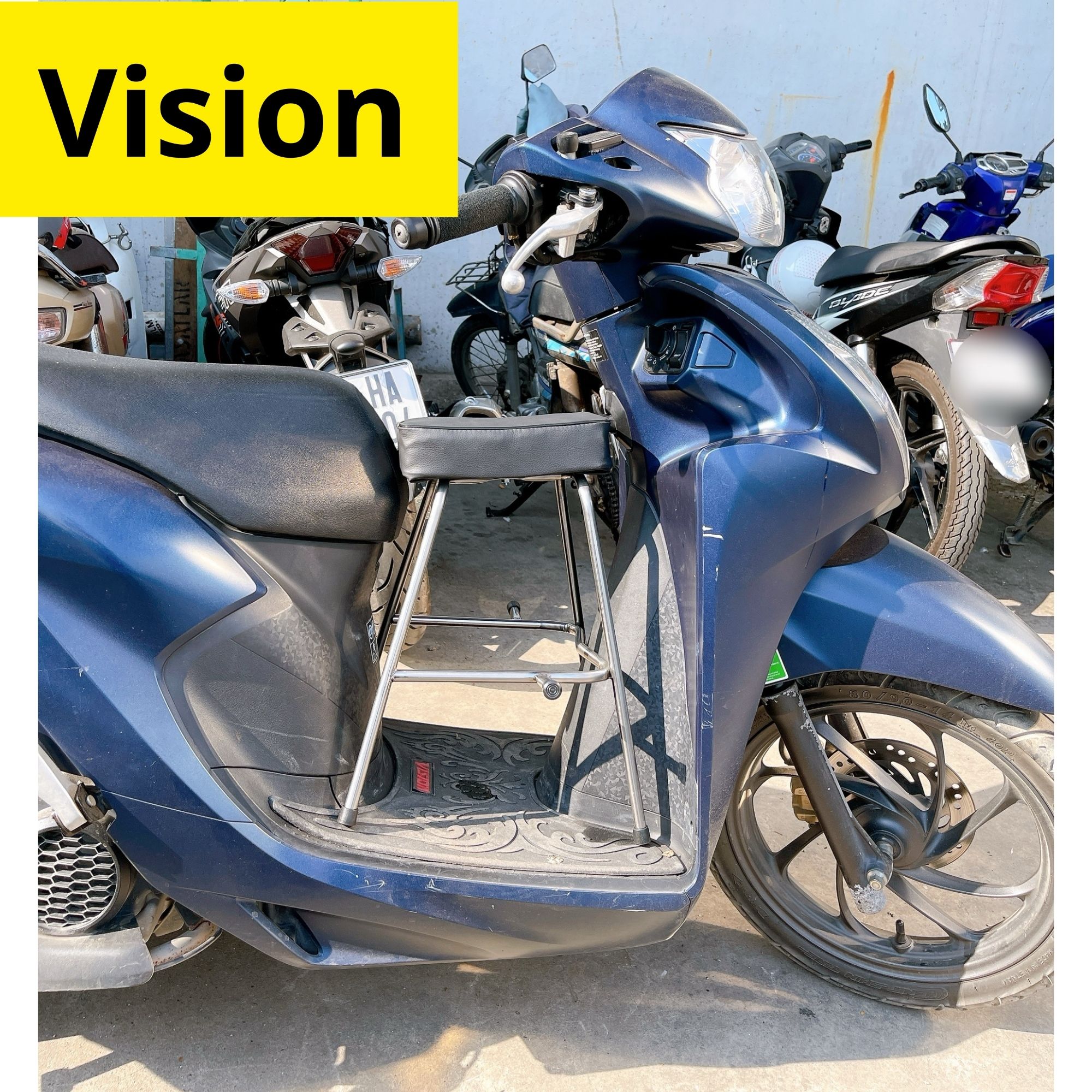 Đôn ga inox yên nệm đen xe vision , ghế ngồi xe máy cho bé các loại xe tay ga vision an toàn cho bé