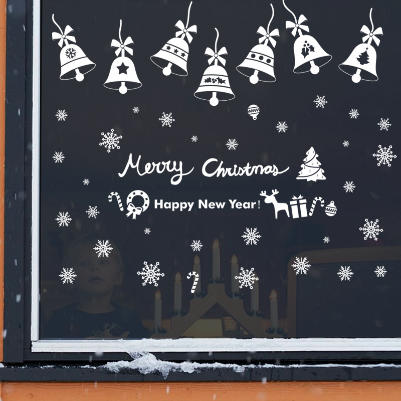 Decal trang trí giáng sinh noel-Ông già noel, người tuyết ,túi quà và dòng chữ merry christmas DLX7201 decalforchristmas