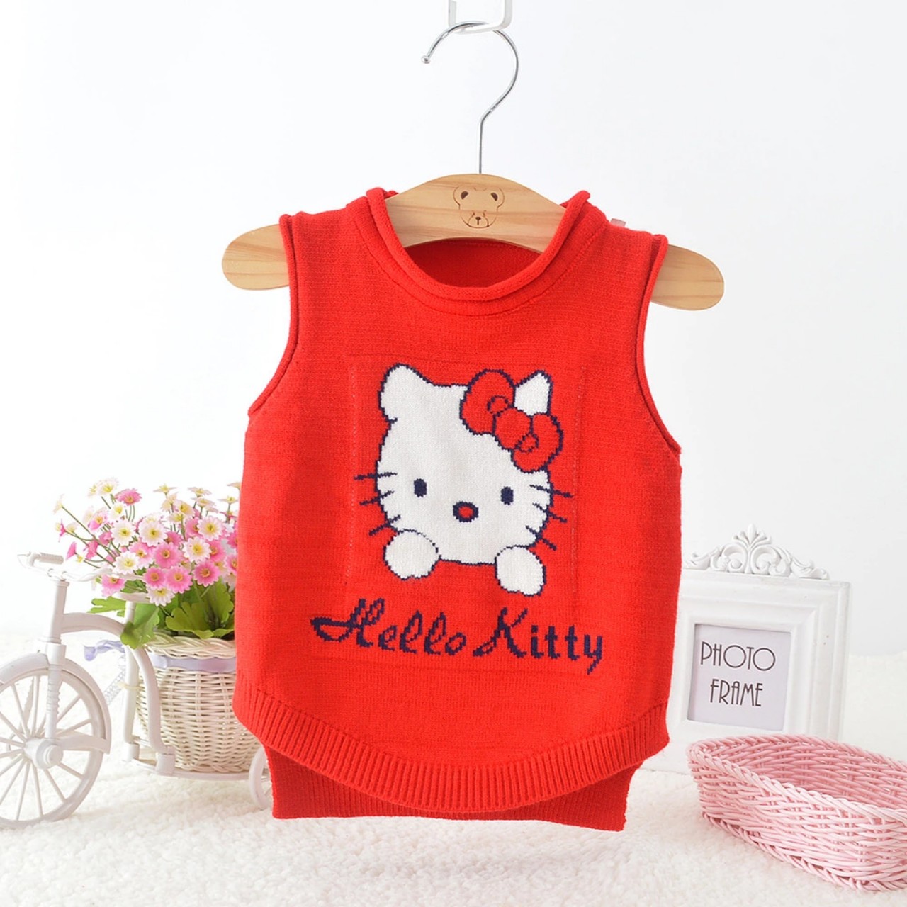 Áo Len Ghi Lê Len cho Bé trai và bé gái sơ sinh  từ 9-18kg hình Mèo Hello Kitty,  Mẫu hot nhất Thu Đông 2020