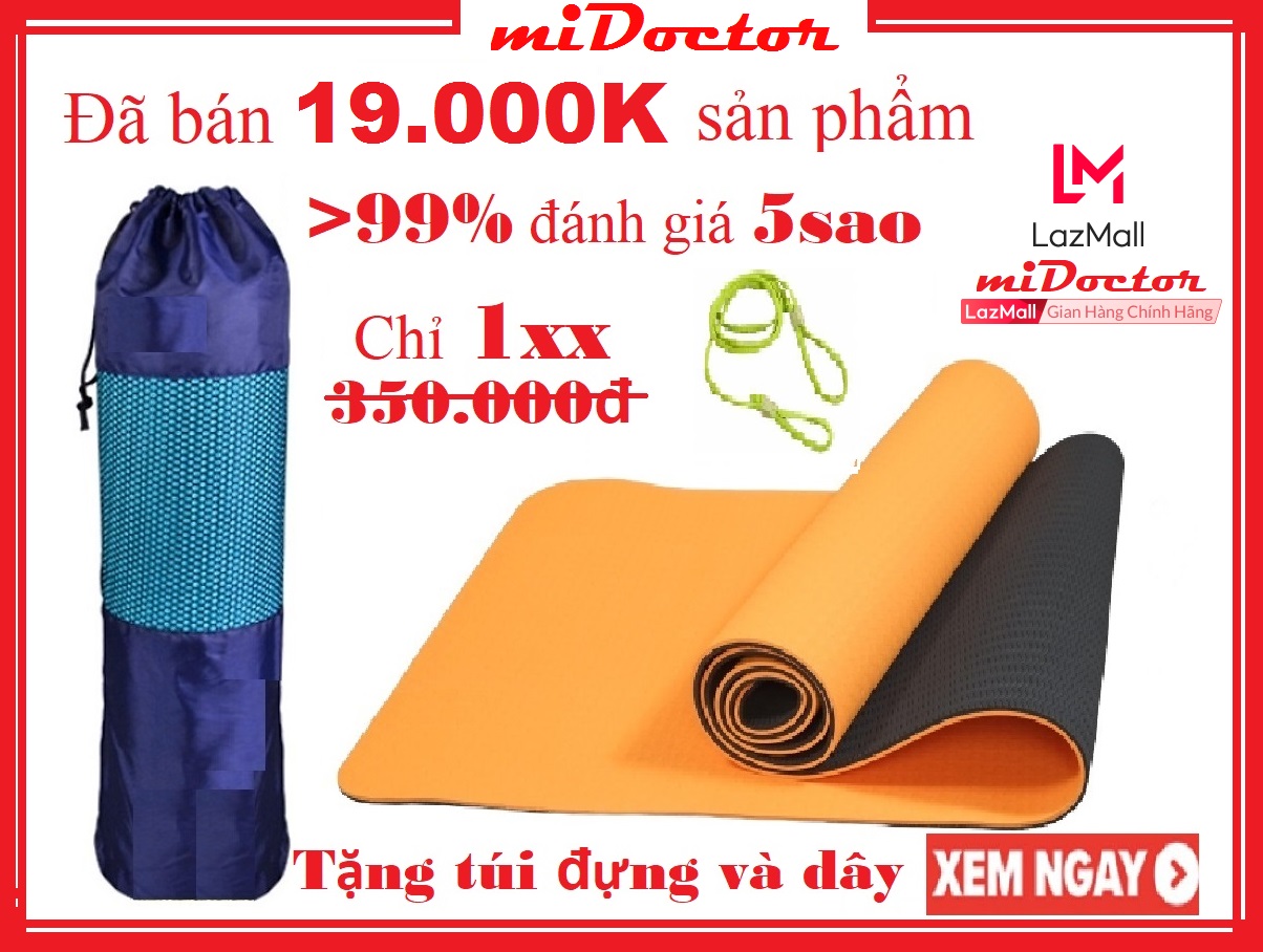 Thảm tập yoga 2 lớp midoctor + bao thảm tập yoga + dây thảm tập yoga