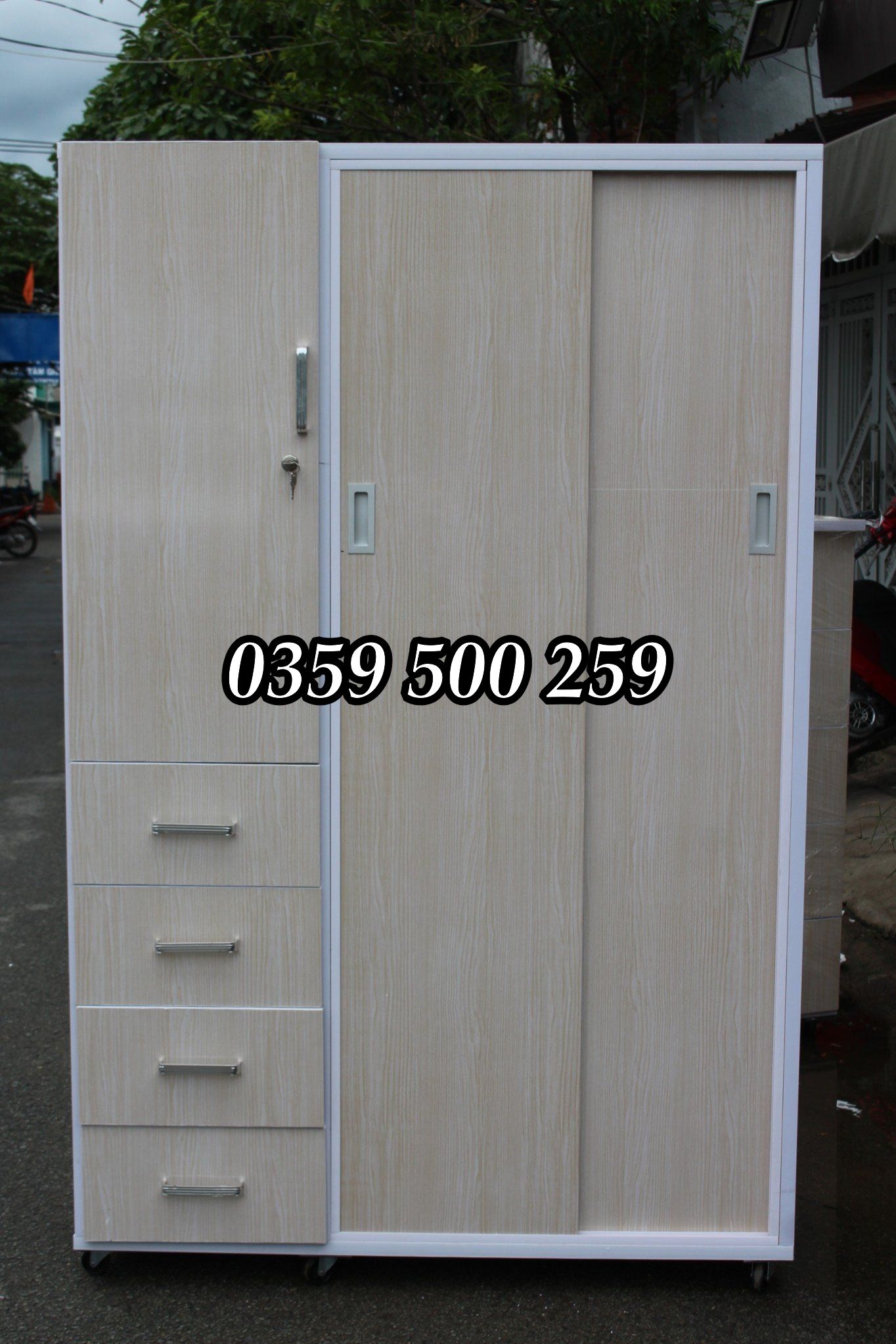 Tủ Nhựa Cửa Lùa 4 Hộc Kéo