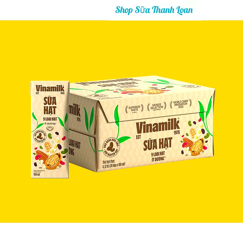 (HSD T11-2026) Thùng 24 Hộp Sữa 9 Loại Hạt Vinamilk Super Nut/ Sữa Hạt Cao Đạm 180ml.