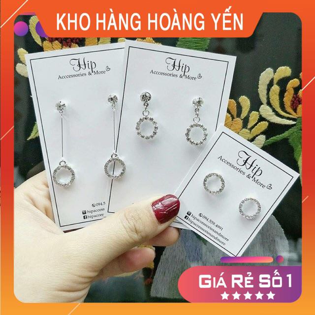 Bông tai đính đá lấp lánh đủ hình