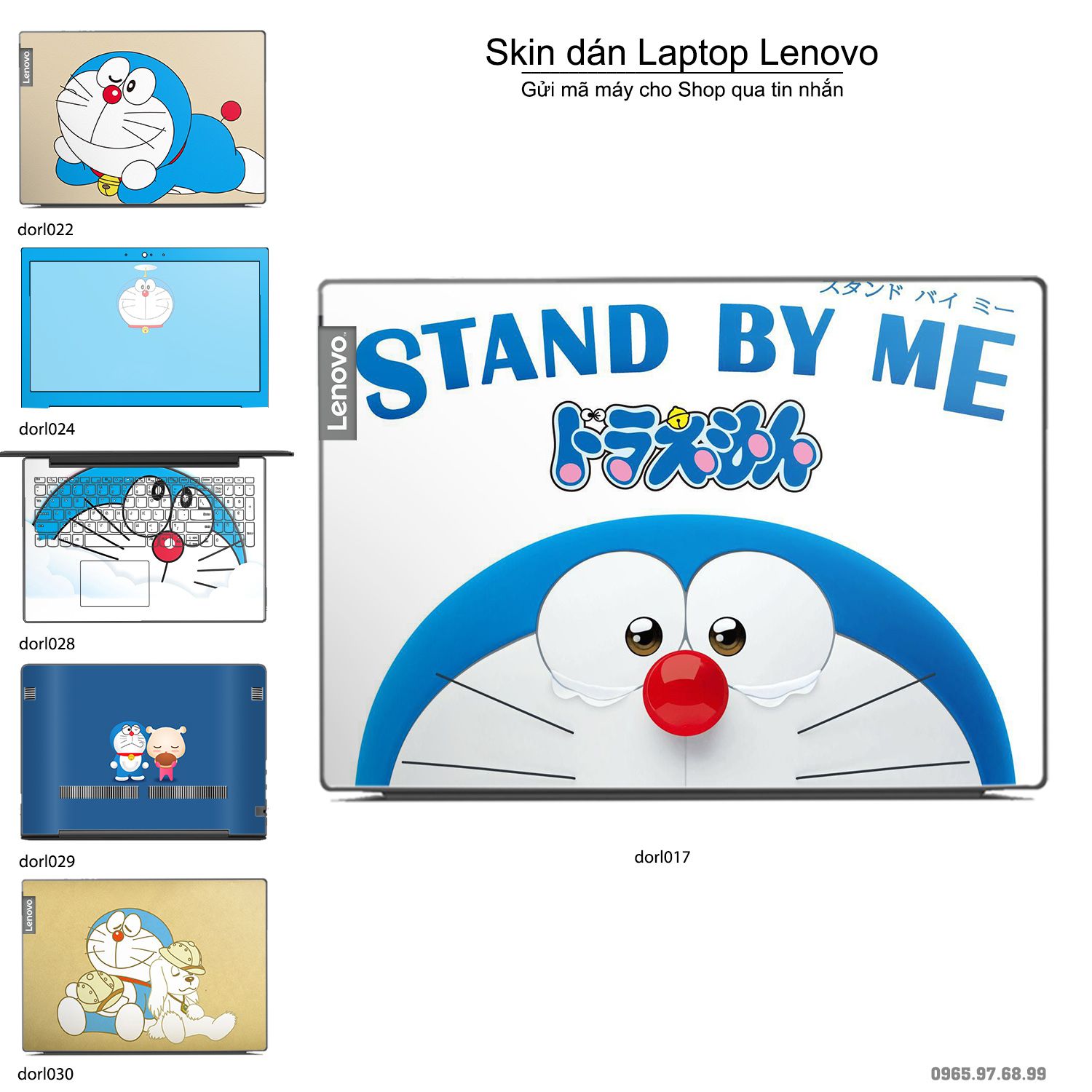 Decal Skin dán Laptop Lenovo mẫu Doraemon (inbox mã máy cho shop)