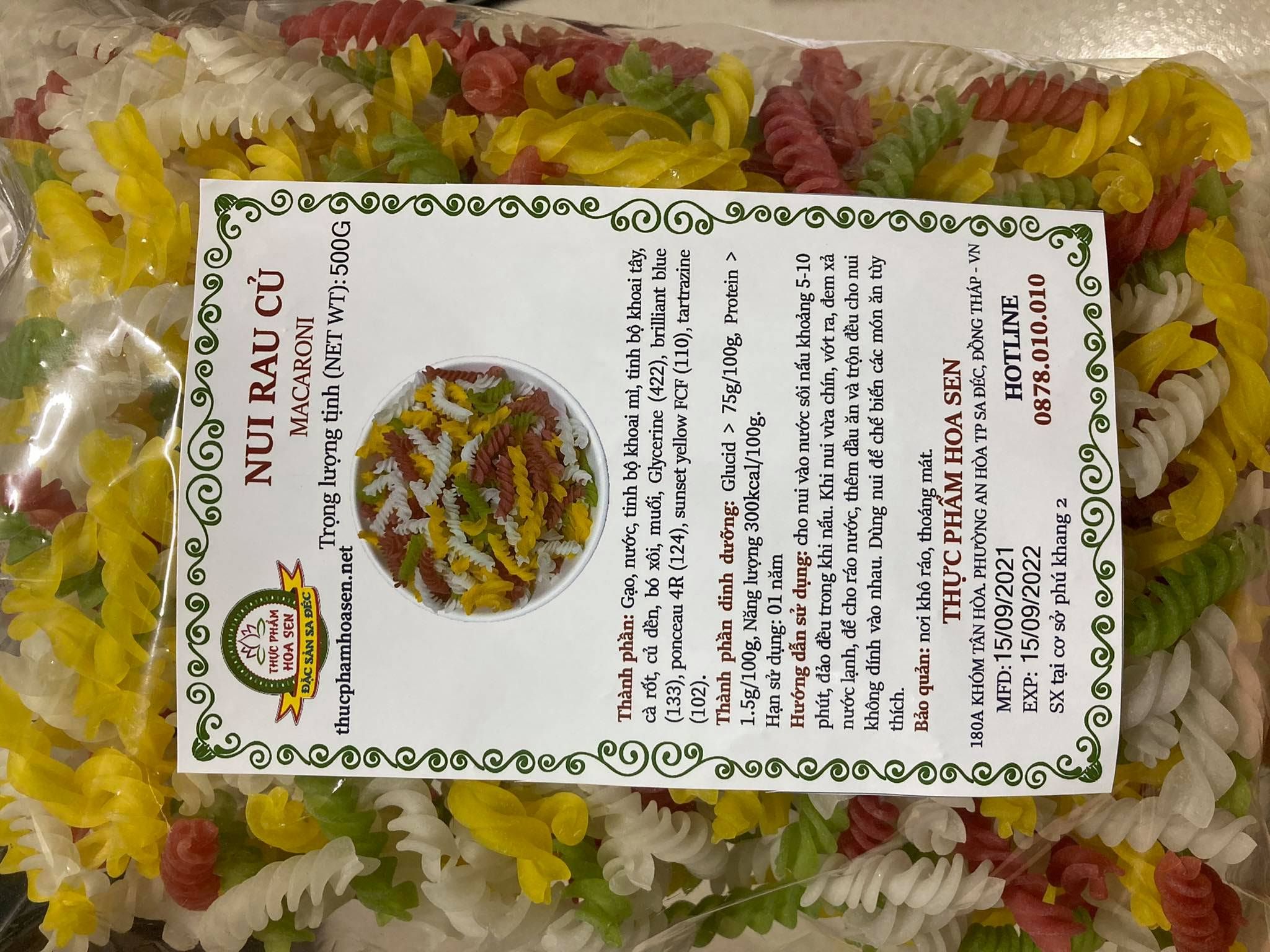 Nui rau củ 500g