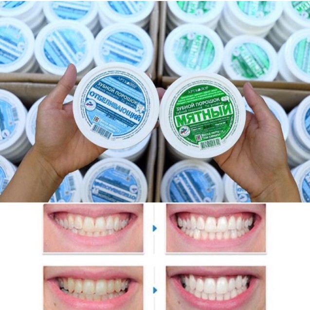 Bột trắng răng Nga trắng răng sạch mảng bám thơm miệng