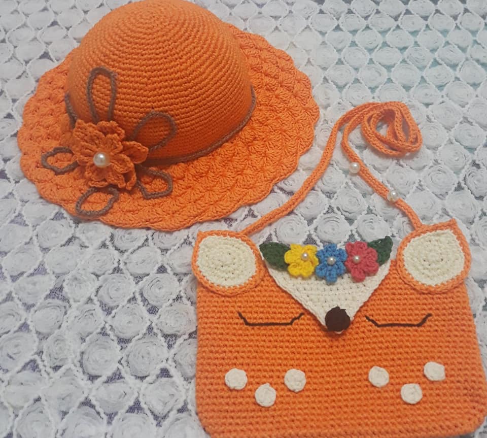 Combo túi  và nón hình  handmade chất liệu sợi dệt