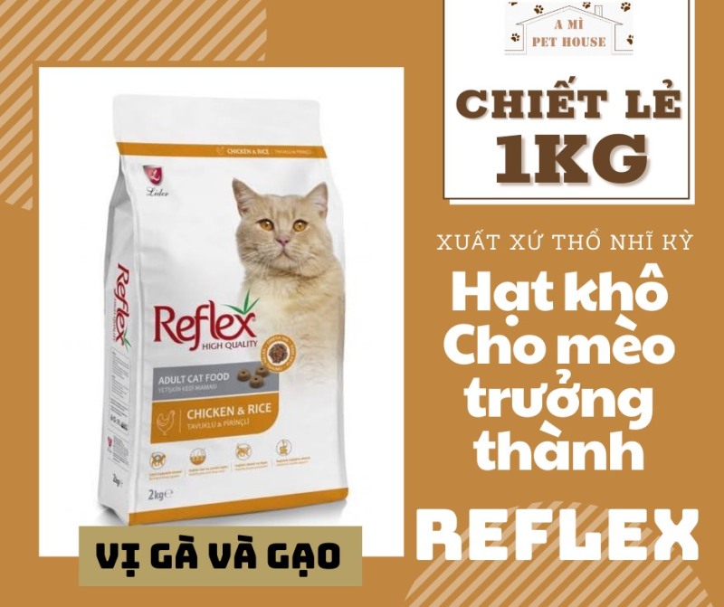 Hạt khô REFLEX cho mèo trưởng thành vị thịt gà và gạo - Thức ăn cho mèo lớn (chiết lẻ 1kg)