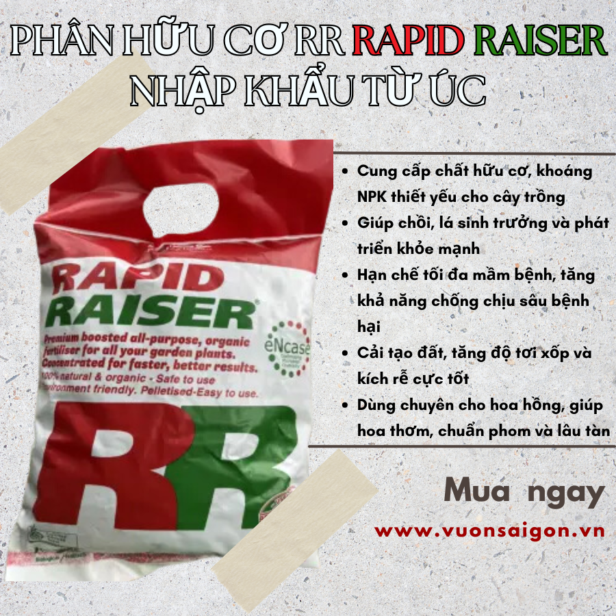 Phân hữu cơ RR Rapid Raiser nhập khẩu từ Úc (Vườn Sài Gòn)