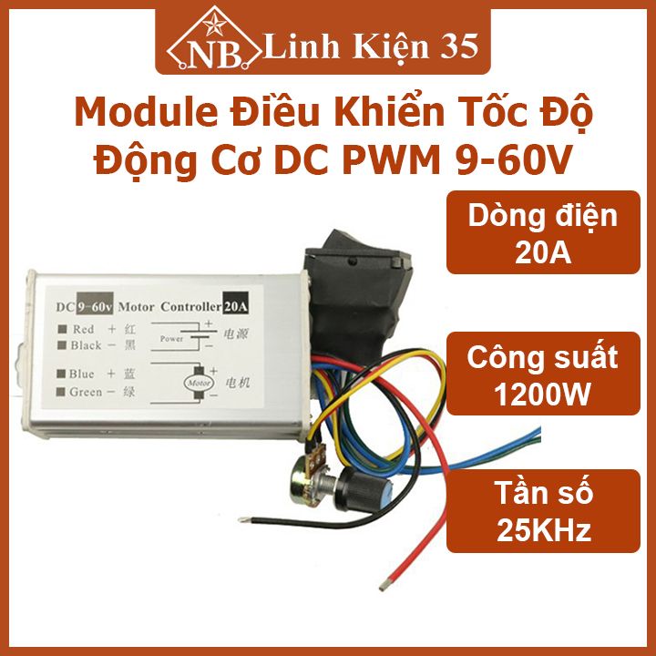 Module điều khiển tốc độ động cơ dc pwm 9-60v 20a 1200w 25khz