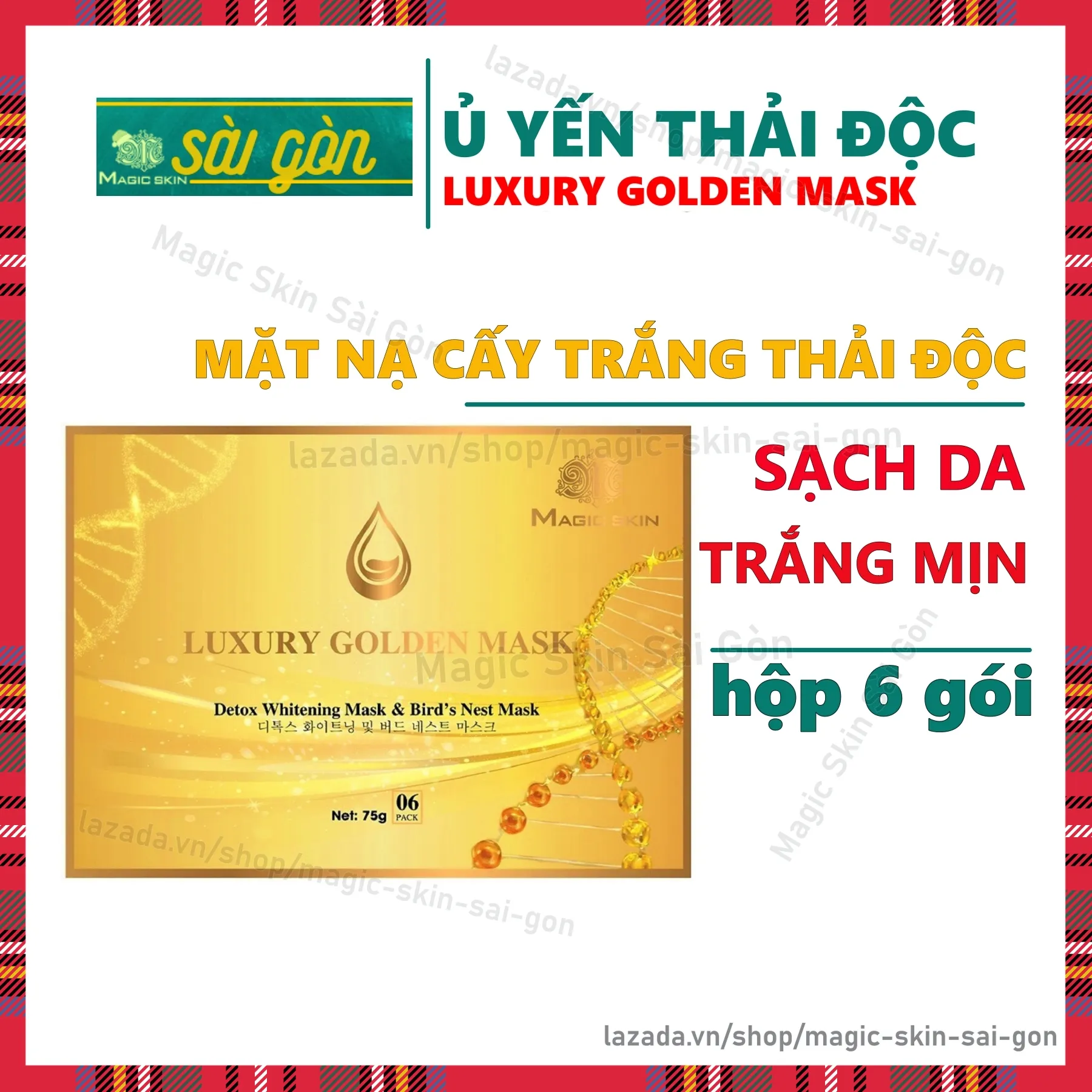 Ủ yến thải độc Luxury Golden Mask mặt nạ dưỡng da cấy trắng thải độc chiết xuất dịch yến MAGIC SKIN