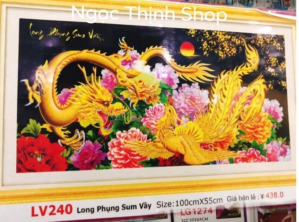 Tranh đính đá Long Phụng Sum Vầy LV240 kích thước 100x55cm