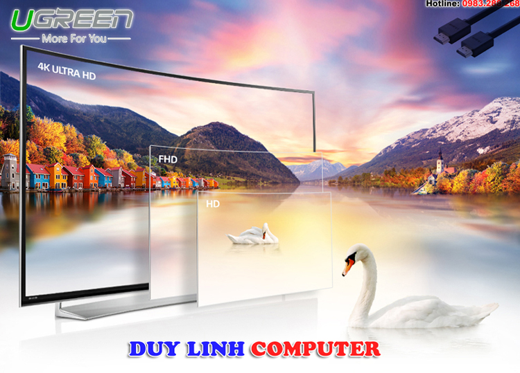 Cáp HDMI Ugreen 1 mét  hỗ trợ 3D, 4K*2K full HD 1080 Ugreen 10106
