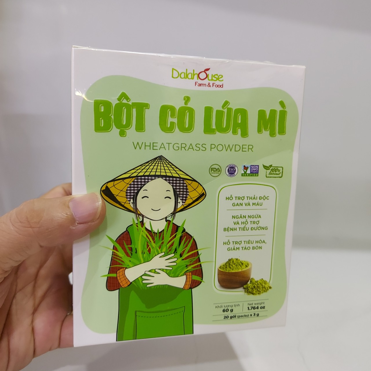 Bột cỏ lúa mì nguyên chất thải độc gan Dalahouse 60g (3g x 20 gói)