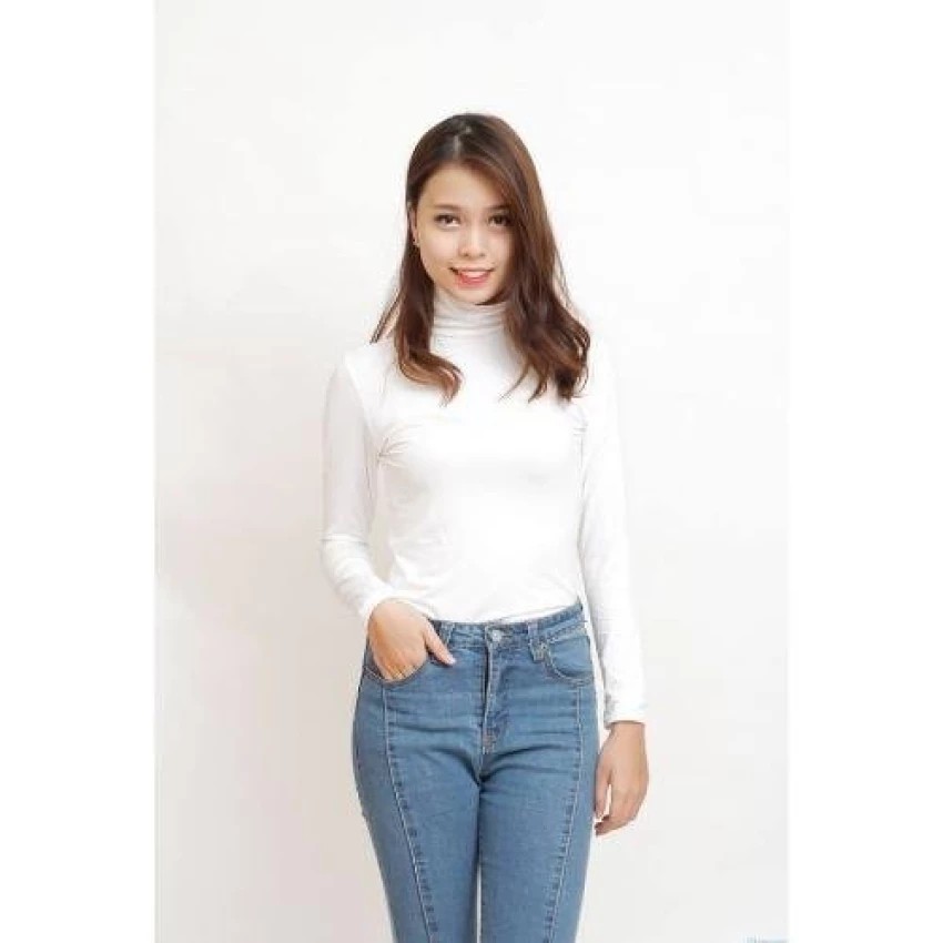 Áo giữ nhiệt cổ 3 phân (Trắng)
