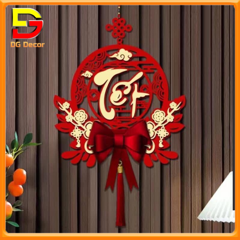 Khanh Khanh New Year wall hanging multi-pattern engraved red velvet hanging decorative strip dc-453