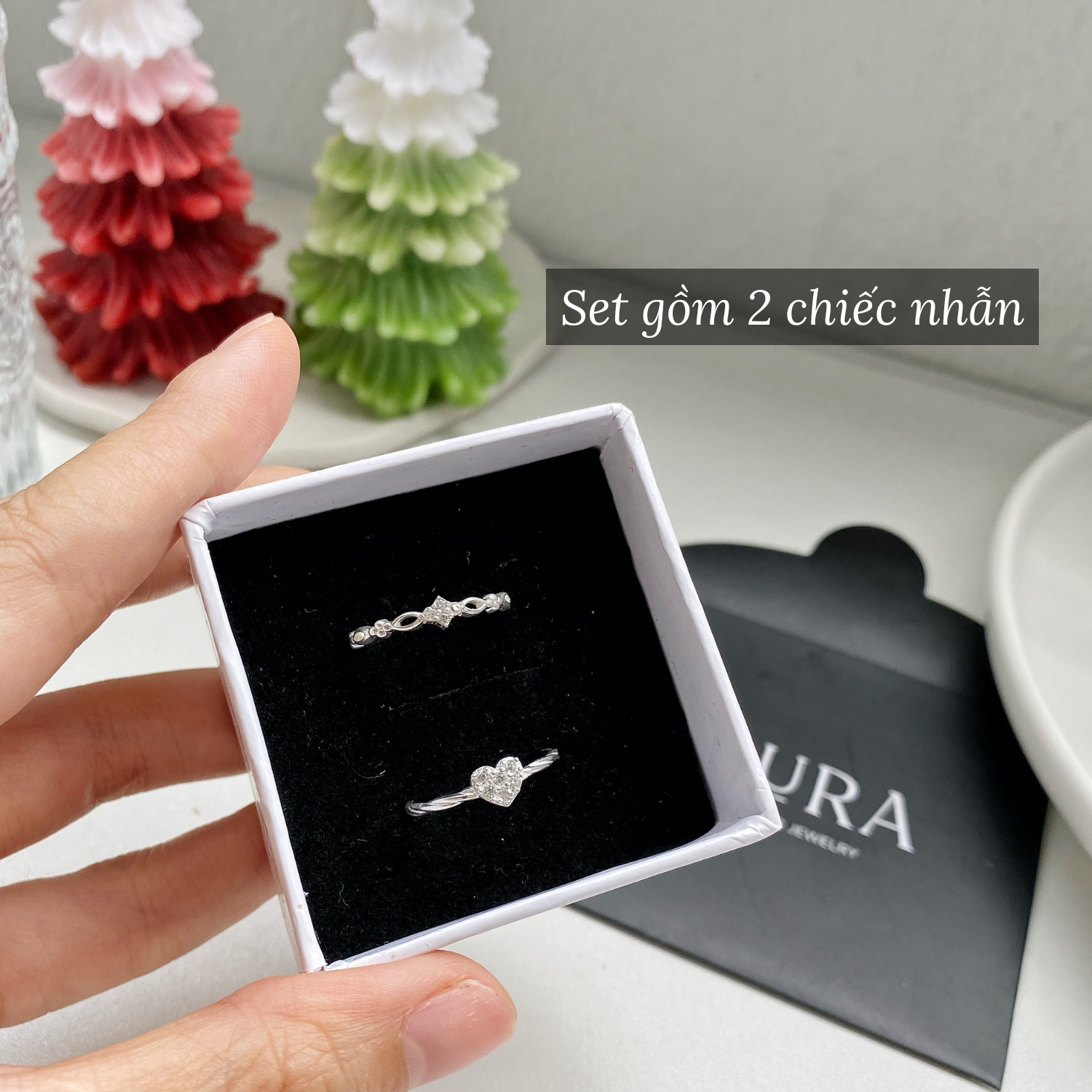 Set nhẫn bạc bạn thân gồm 2 chiếc Aura Silver