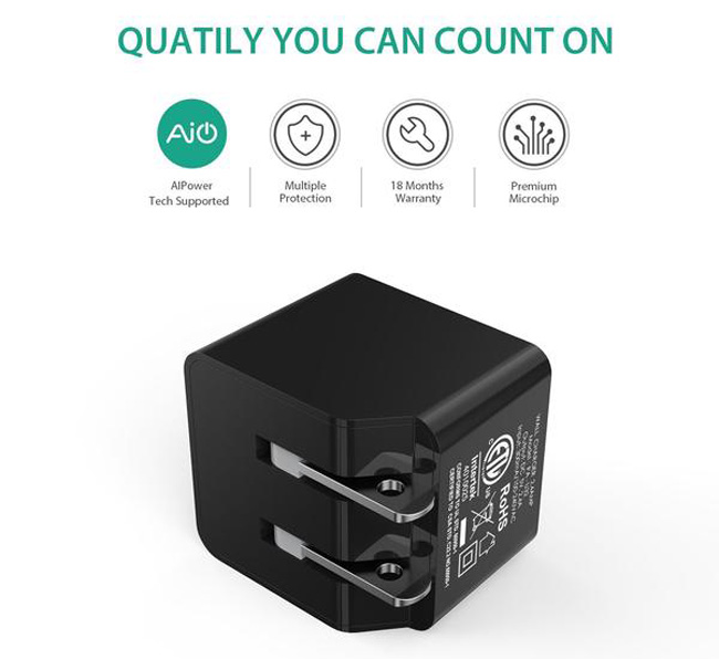 Củ sạc nhanh AUKEY PA-U32 12W, 2 cổng USB
