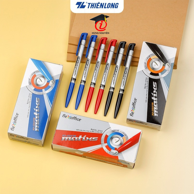 Bút bi 0.7mm Matixs FO-024 (Xanh, Đen, Đỏ) Flexoffice - Thiên Long