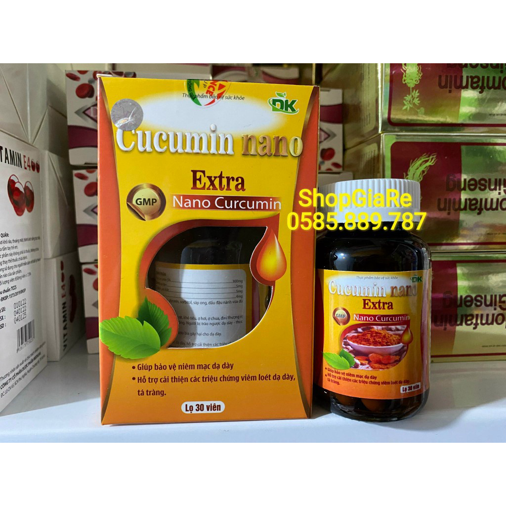 Curcumin viên uống viêm loét dạ, dày tá tràng cucumin nano extra hộp 30 viên