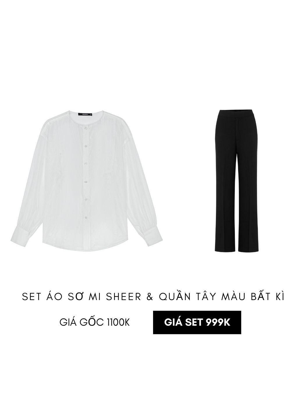 COCO SIN - Áo Sơ Mi Sheer Tay Phồng