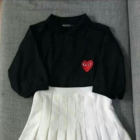 [HCM]SET ÁO POLO TIM VÁY CARO ĐỎ ĐEN