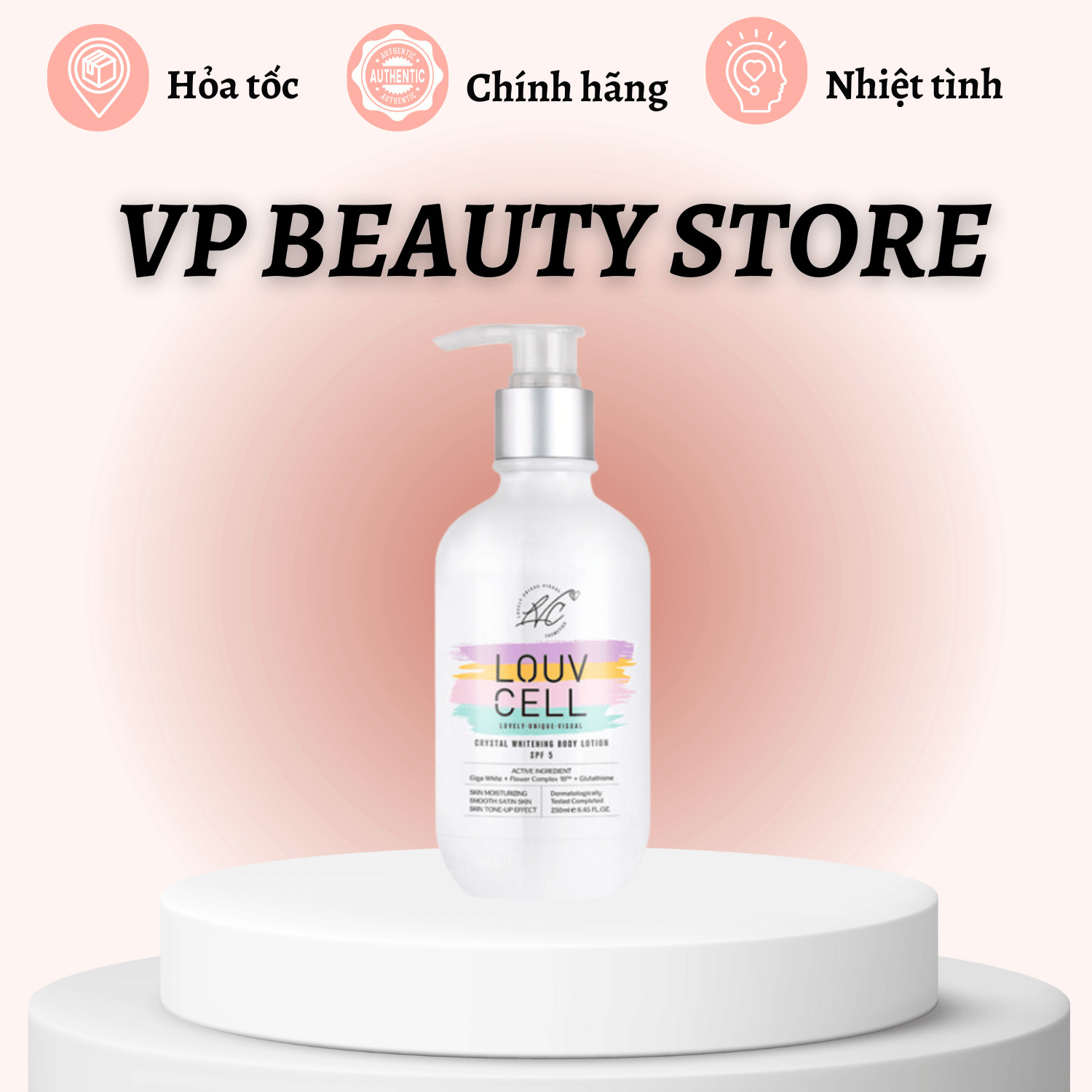 Dưỡng thể trắng da louv cell crystal whitening body lotion spf5