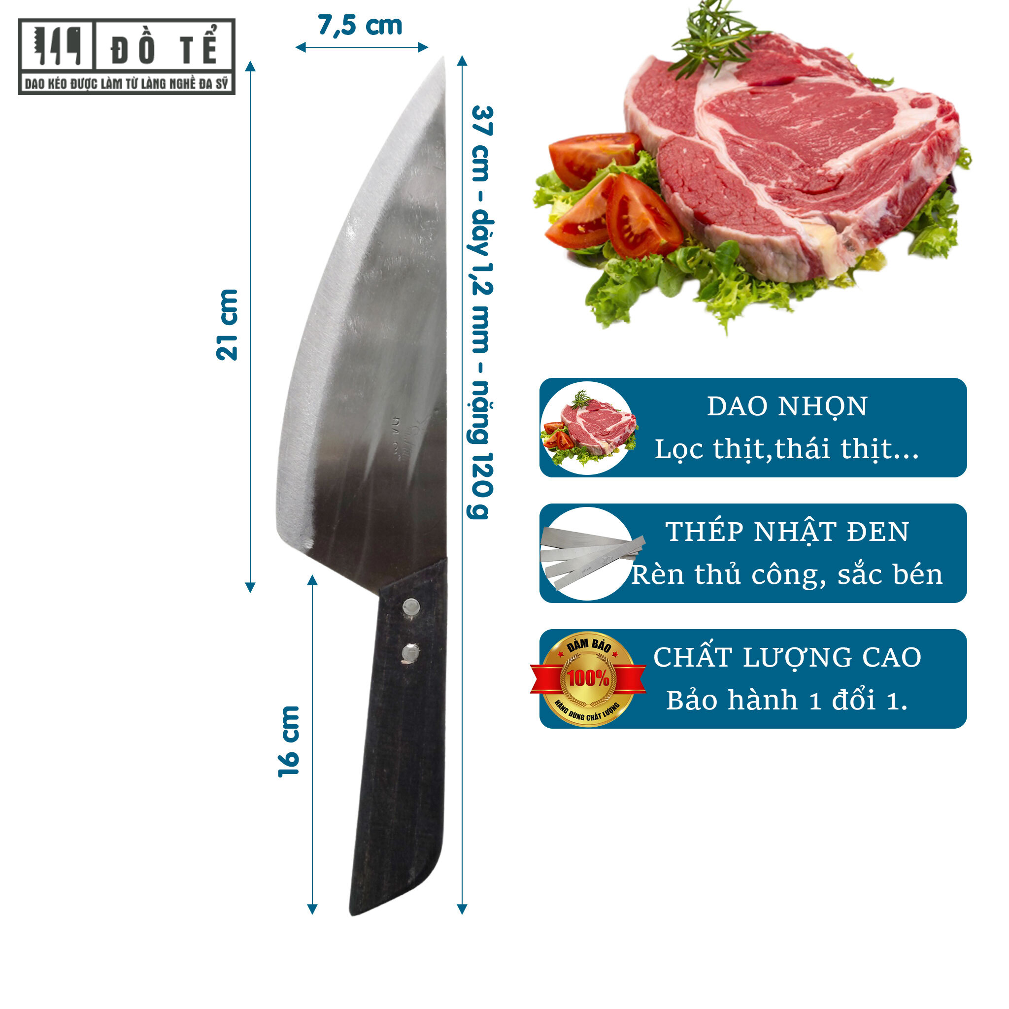 Dao nhọn trắng to, dao thịt lợn, dao cạo lông, dao chọc tiết lợn, dao bầu nhíp 100% - dao nhà bếp đồ tể - đa sỹ - hl05