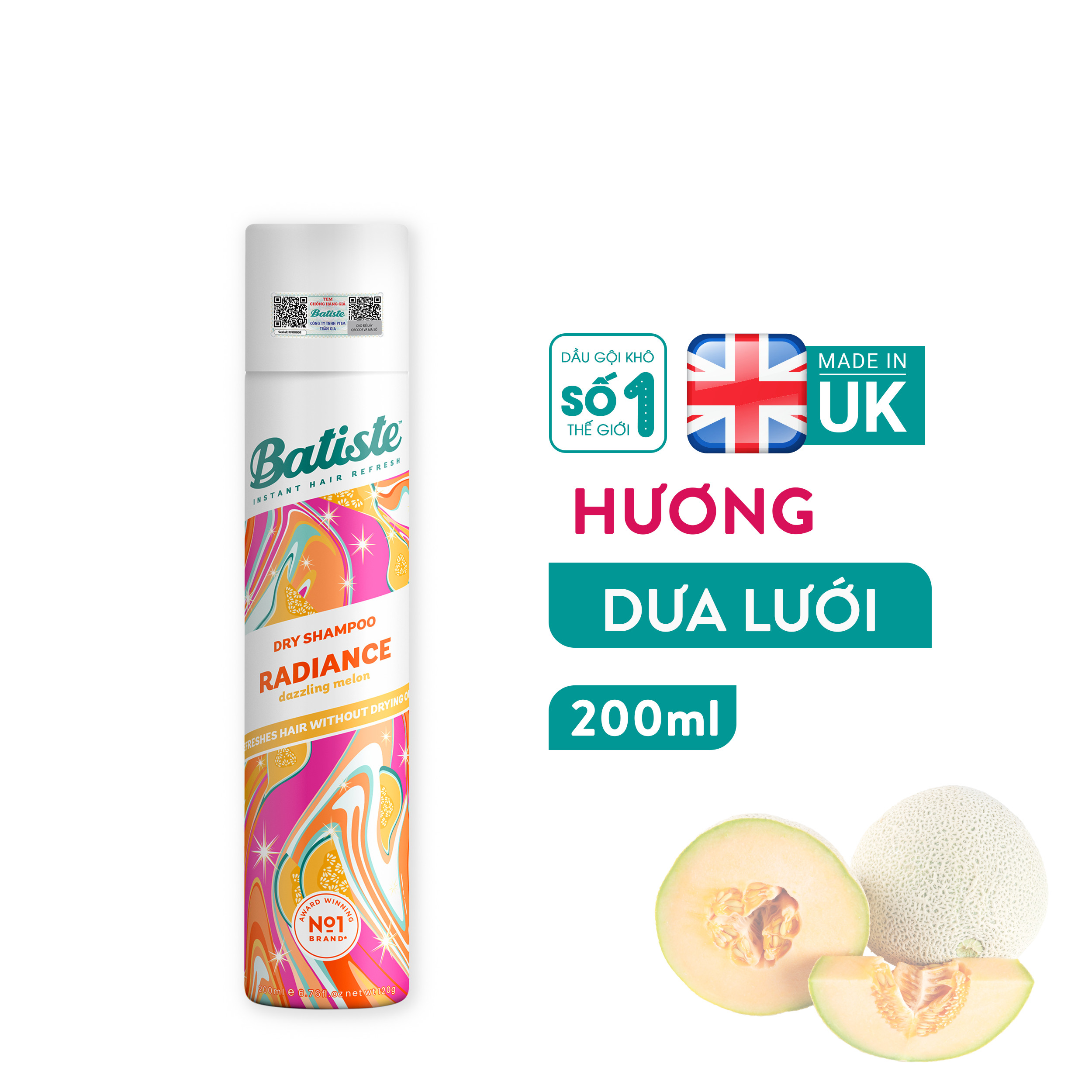 Dầu Gội Khô Batiste Dry Shampoo 200ml