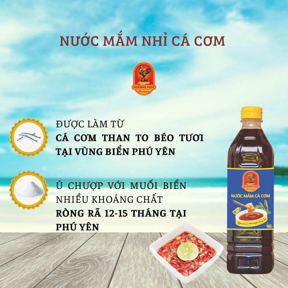 Nước mắm cá cơm Hương Phú 12 độ đạm 1000ML