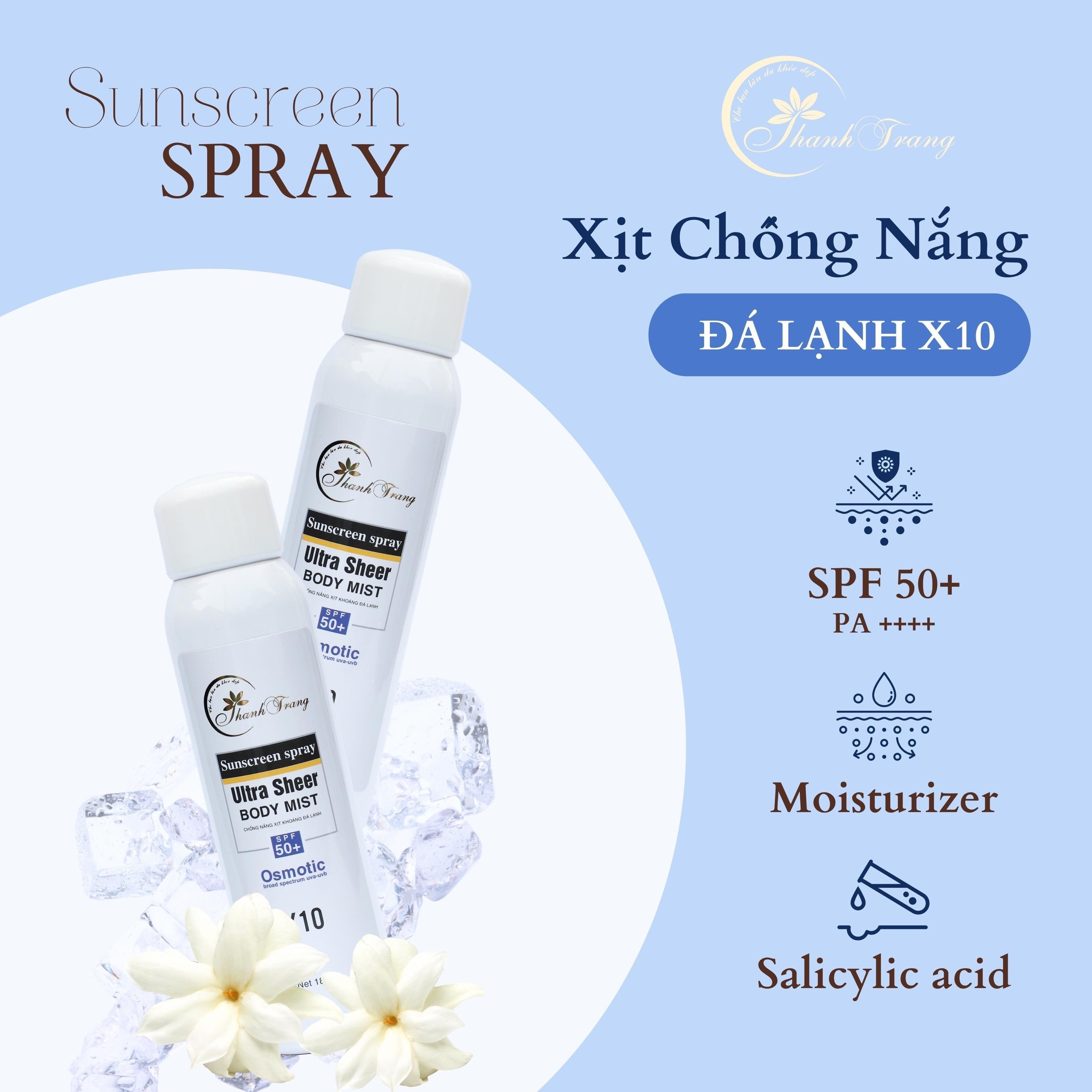 [HCM]Xịt Chống Nắng X10 Sunscreen Spray Thanh Trang