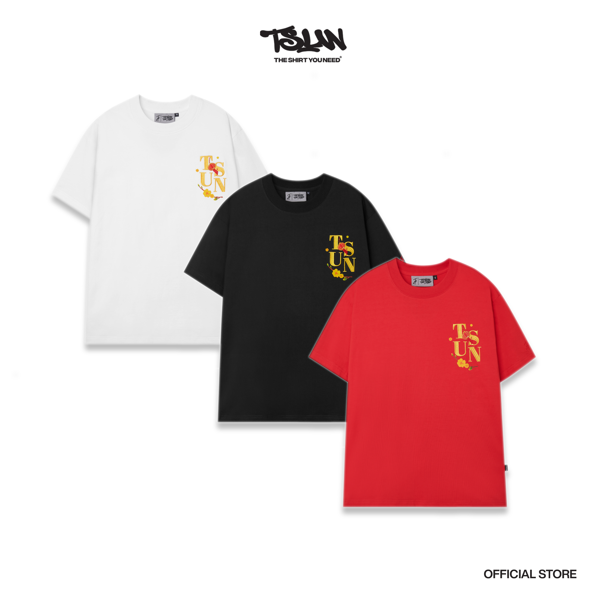 Áo Thun Tết TSUN CungHyPhatTai - Thêu - [UNISEX] - Đỏ/Trắng/Đen