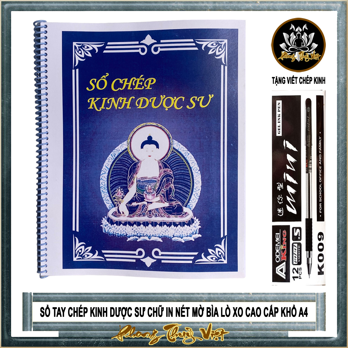 Tặng viết_Sổ tay chép kinh chữ in mờ kinh dược sư