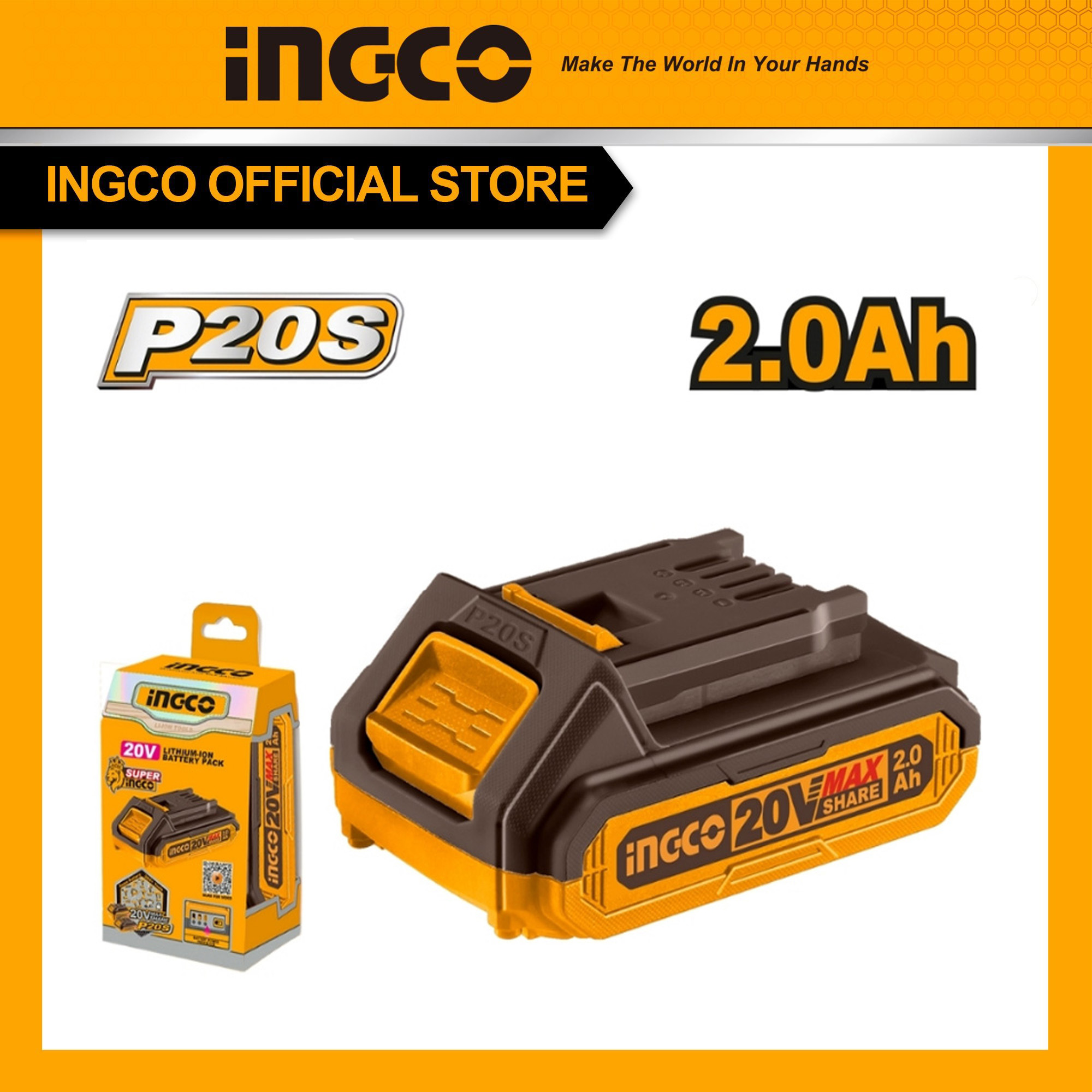 Pin Litium 2Ah INGCO FBLI20011 dùng cho máy hệ pin 20V INGCO
