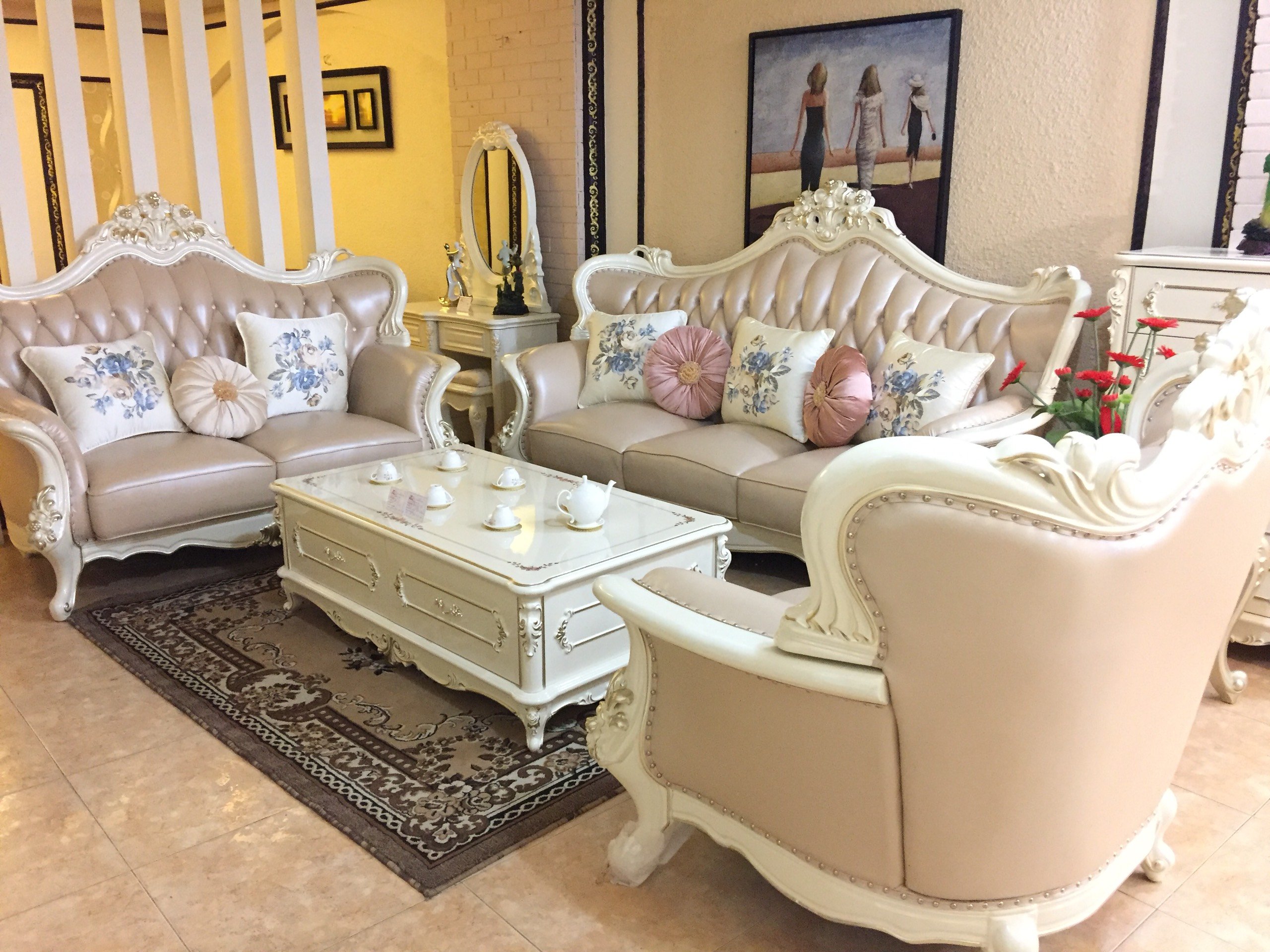 Bộ sofa phòng khách tân cổ điển sang trọng 9913b