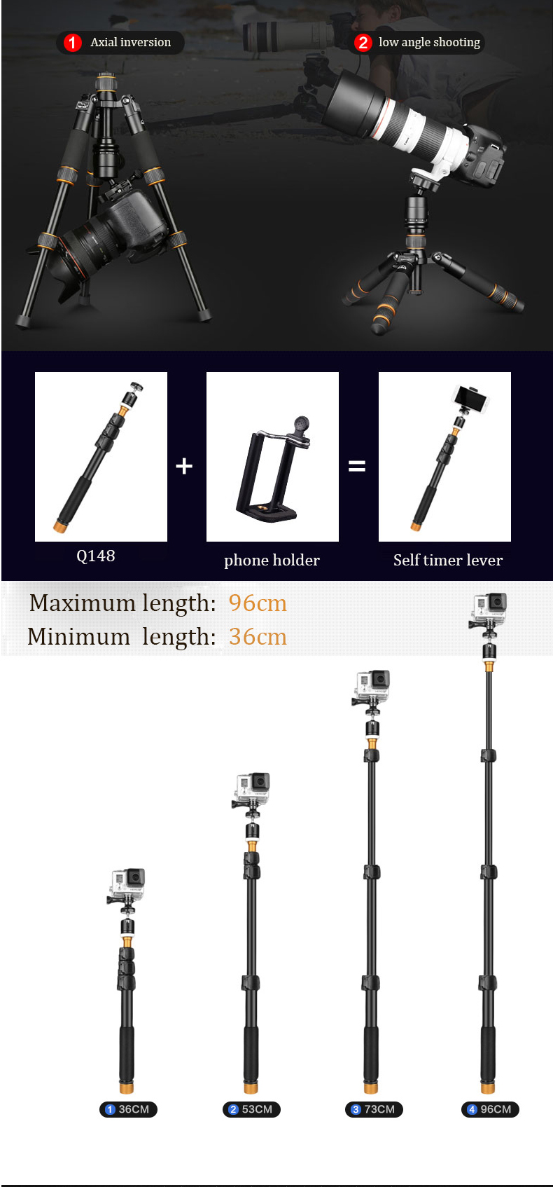 Chân máy ảnh Tripod Beike QZSD-166