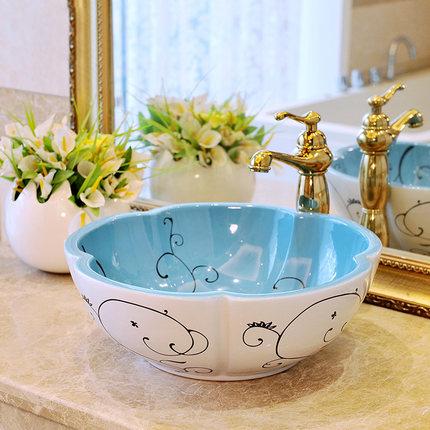 Chậu rửa lavabo gốm sứ nghệ thuật LAV0041 – Mô hình hoa năm cánh