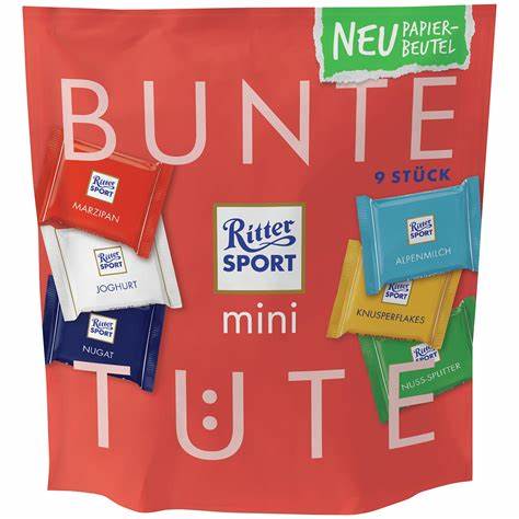 Socola Hạt Phỉ, Coconut, Butter Biscuit , Marzipan, Peppermint, Whole Hazelnuts Ritter Sport 100g