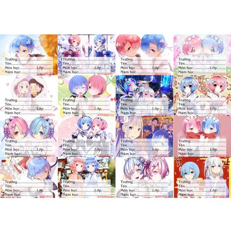 [HCM]Nhãn vở anime Re:zero combo 3 set 48 nhãn