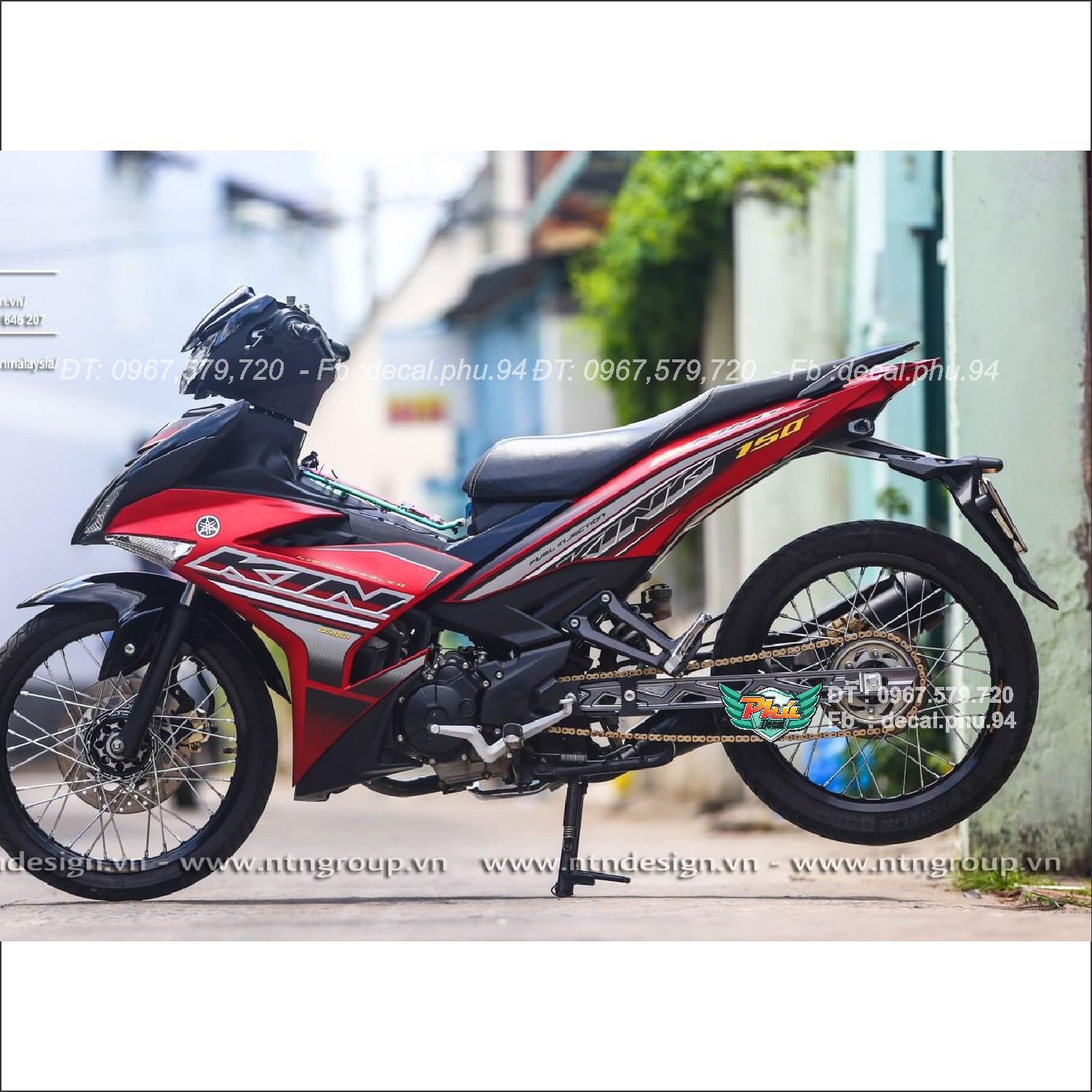 Tem rời exciter 150 mx king đỏ đen