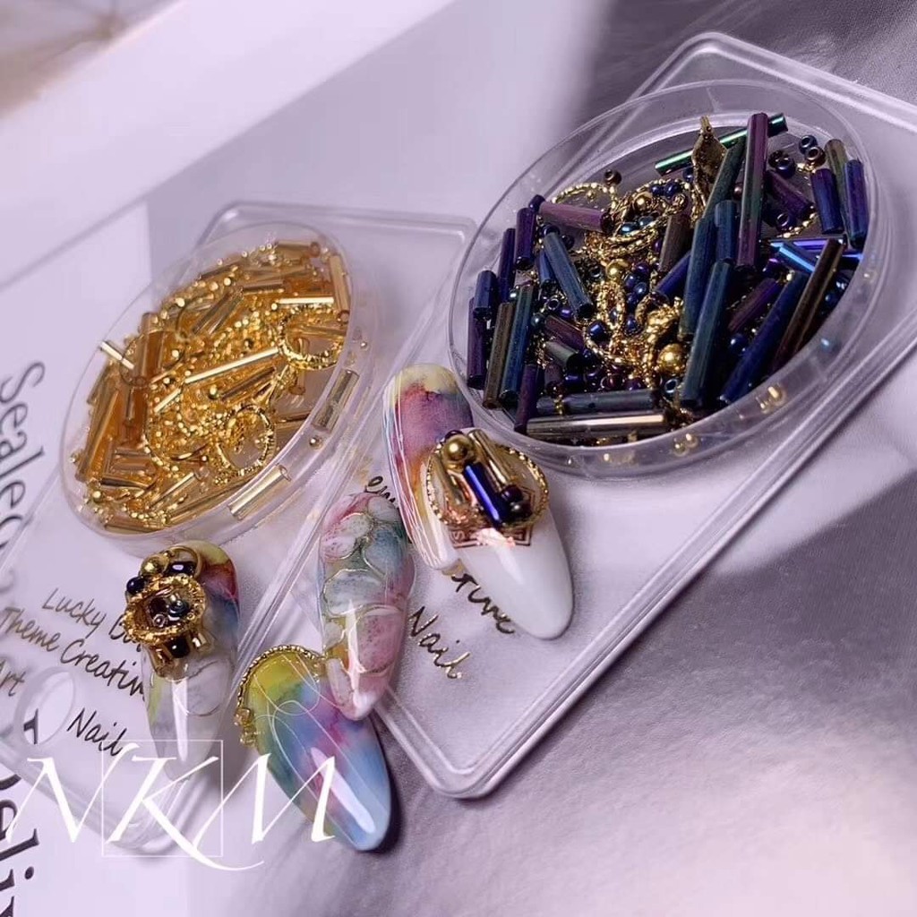 [HCM]Set 2 cặp charm ống - phụ kiện trang trí móng