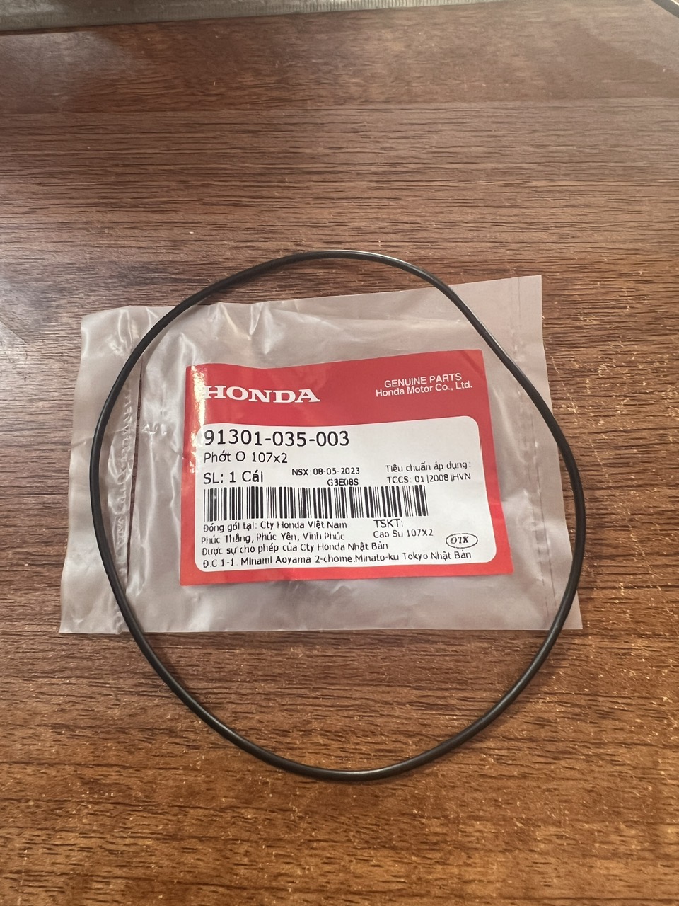 GIoăng Chỉ Mâm Điện (Phớt O 107x2) Dream, Wave Honda (91301035003)