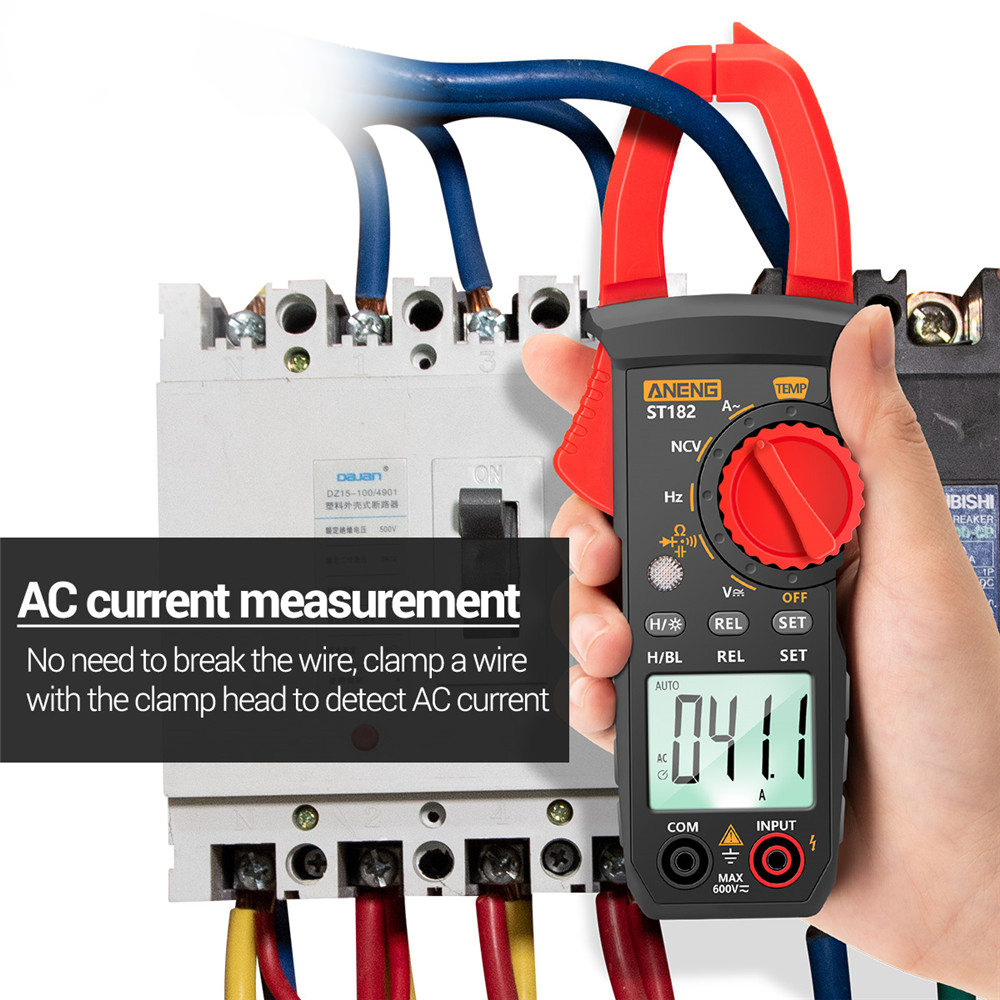 Smart Sensor 4000 Counts Digital AC Current Clamp Meter 400A Automatic Range Backlight Voltage Meter Clamp Gauge NCV Test Clamp Ammeter Universal Meter Tester Temperature /Capacitance/ Diode / AC Current / AC/DC Voltage / Resistance / Frequency