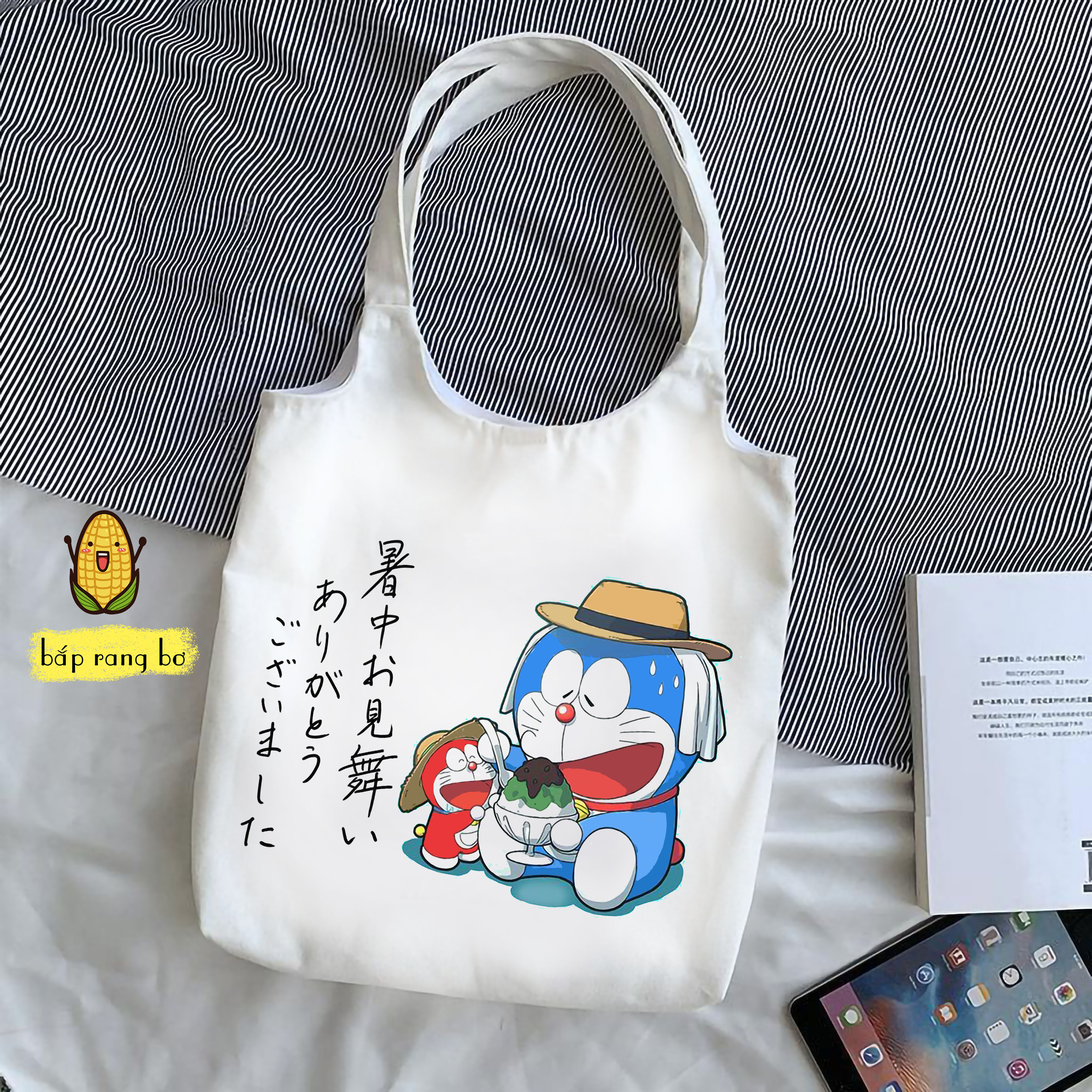 TÚI TOTE TRÒN DORAEMON P2 [CÓ KHÓA + TÚI CON] - VẢI CANVAS