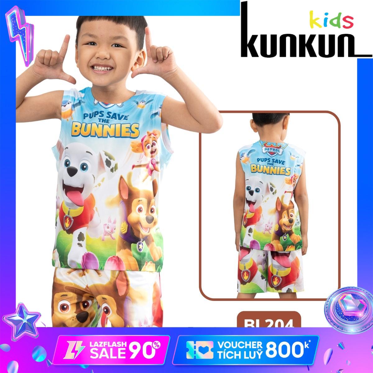 Bộ ba lỗ bé trai thun lạnh In 3D hình Bunnies Kunkun BL204 - Quần áo bé trai size đại cho bé từ 10kg - 60kg